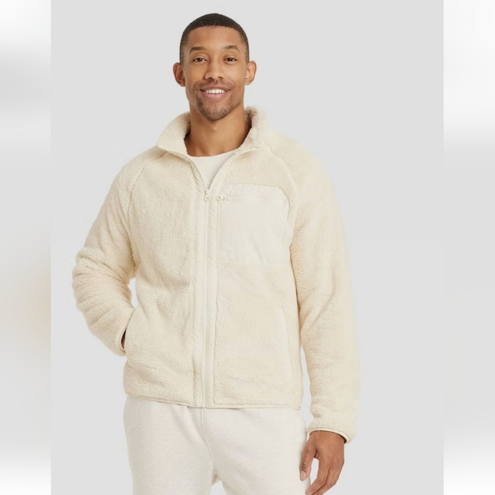 Goodfellow & Co Mens Cream Sherpa Jacket